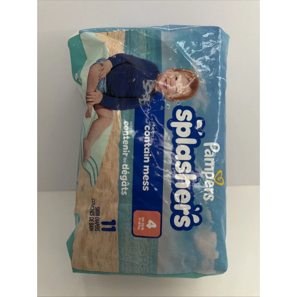 Pampers Splashers Disposable Swim Diapers Size 4, 20-33 lbs, 11 pack - Brand New